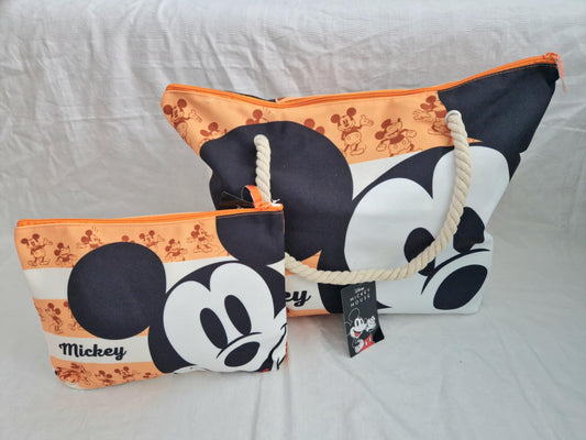 Sac de plage et Trousse Mickey Orange